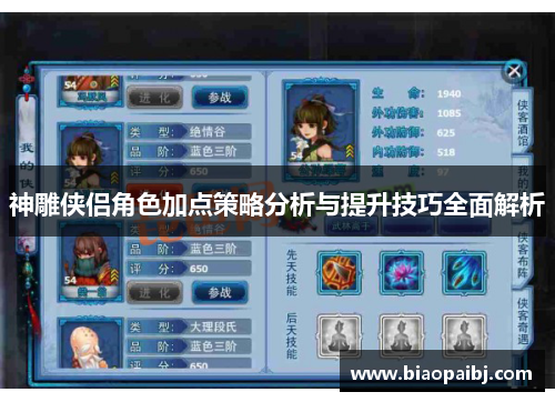 神雕侠侣角色加点策略分析与提升技巧全面解析